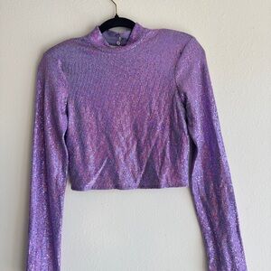 Purple Glitter Long Sleeve Top
